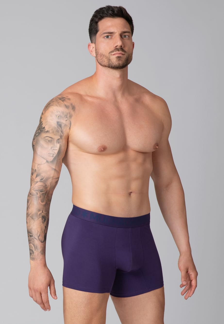 Muchachomalo Calzoncillos para Hombre, Ropa Interior Lisa de Algodón para Hombre, Pack de 2 Unidades, Bóxers Lisos de Corte Clásico con Cintura Elástica