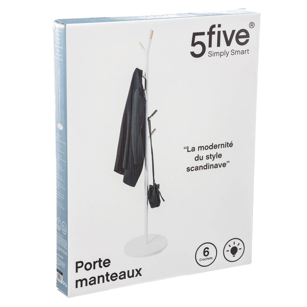 5 five simply smart 5five - Perchero con 6 Ganchos de Metal Blanco