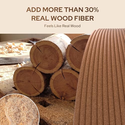 Image of Wood 3D Printer Filament Walnut Wood PLA Filament 1.75mm+ /-0.02mm | Wood PLA Filament with Real Wood Fiber Texture Filament Fits for Most FDM 3D Printers,1KG Spool(2.2lbs)