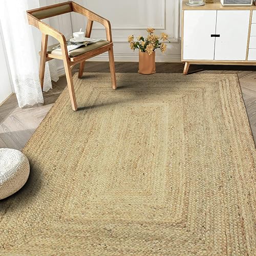 THE DECO FACTORY – Alfombra Vegetal Yute, Alfombra de Yute Artesanal, Color Natural, Alfombra Beige, Alfombra para Sala de Estar, Dormitorio, Pasillo, Alfombra Rectangular (120 x 170 cm)