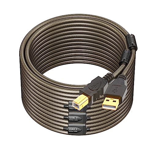 GOSYSONG Printer USB Cable 100ft, USB 2.0 Type A to Type B Printer Cord, High Speed Active USB 2.0 Type B Printer Cable,Printer USB Cable Compatible with HP, Canon, Dell, Epson, Xerox