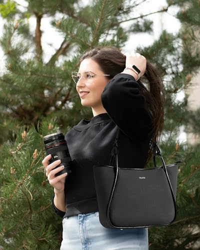 Image of EXOTIC Formal Laptop Handbag for Women, Herringbone Pattern, Leather Trim, Tote Style with Adjustable Shoulder Strap