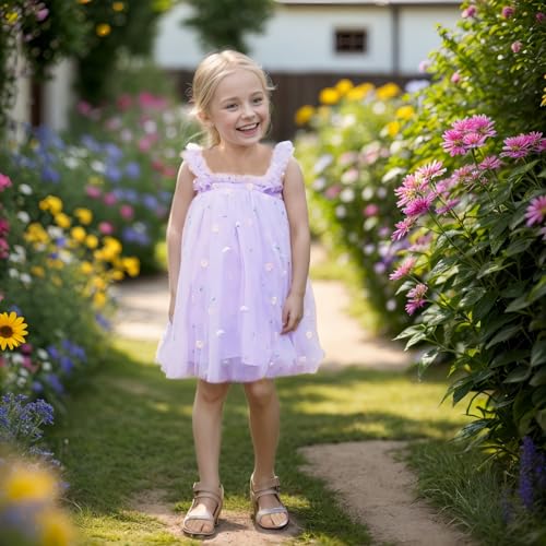 Baby Girls Tutu Flowers Dress, Toddler Baby Girls Sleeveless Sundress,Layered Princess Tulle Sundress Party Dress3