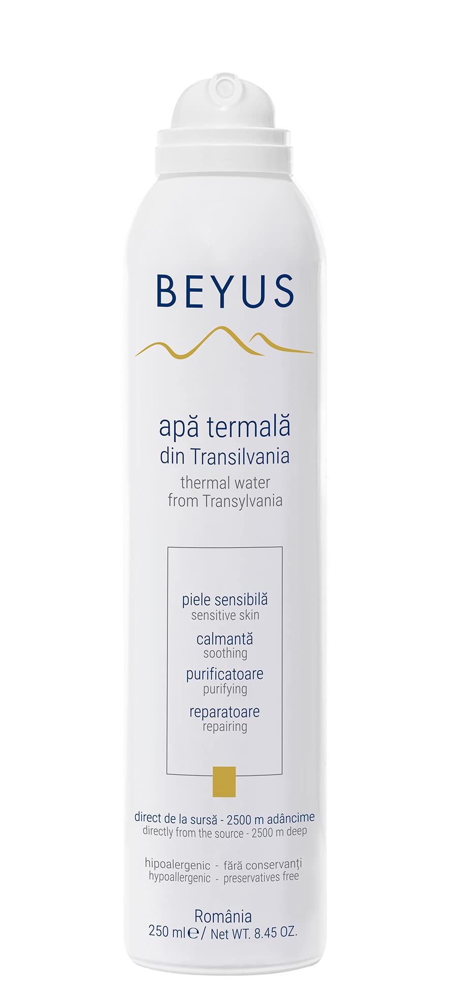 Beyus Transylvania Thermal Water|No Contact with propellant, no Contact with The Outside Environment|Hydrating Soothing Calming|Senzitve Skin Skin