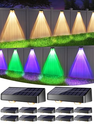 Brizled 12 Pack Solar Fence Lights Outdoor, 9 Colors, 11