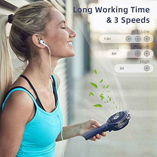 HandFan Portable Handheld Misting Fan, Rechargeable Personal Mister Fan, Battery Operated Spray Water Mist Fan, Foldable Electric Mini Cooling Hand Fans for Beach Travel Outdoors Makeup(Royal Blue) - Thumbnail 4