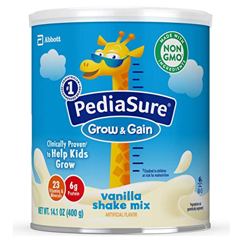 PediaSure Grow & Gain Non-GMO & Gluten-Free Shake Mix Powder, Nutritional Shake For Kids, With Protein, Probiotics, DHA, Antioxidants*, and Vitamins & Minerals, Vanilla, 14.1 oz, 3 Count