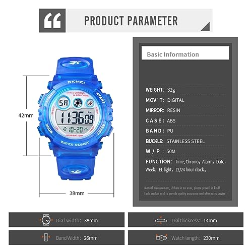 Image of Dayllon Kids Digital Watch,Boys Digital Outdoor Sport Waterproof Watch,with Calendar 12 /24H Alarm 7 Colorful Backlight Stopwatch Wristwatch for 3-15 Years Old