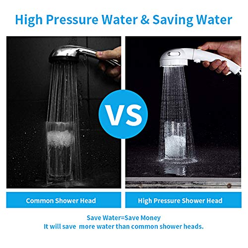 Kaiying Drill-Free High Pressure Handheld Shower Head With On/Off Pause Switch 3 Spray Modes Water Saving Showerhead, Detachable Shower-Head, (G:shower Head (White)+Bracket+Hose) #TOP3