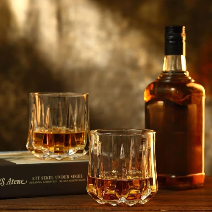 Image of LUXU Italian Premium Whiskey Glasses Set of 6, 360ml, Transparent, Drinking Whisky Glass Bar Glasses for Scotch, Bourbon, Liquor and Cocktail Drinks (YDM-6)