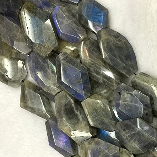Labradorite grise bleue en perles brutes facettées main de 20-35mm pour bijoux fins