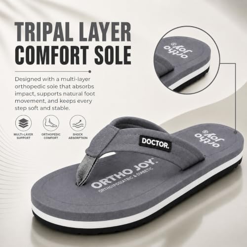 Image of ORTHO JOY EXTRA SOFT Ultra Cushion Slippers for Men's| Doctor | Lightweight & Comfortable| Orthopedic & Diabetic| Casual & Stylish| Non-Slip Durable Mcr Dr Chappals & House Flip flops For Gent's & Boy's