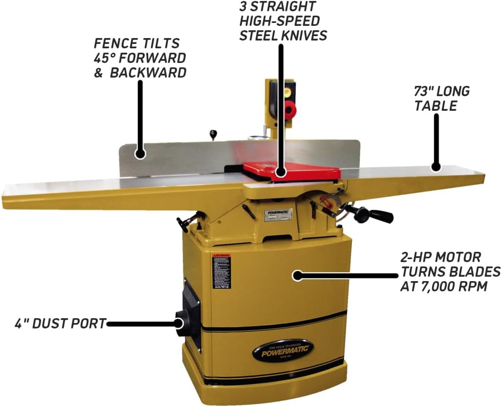 Powermatic 8-Inch Jointer, Straight Knife Cutterhead, 2 HP, 230V 1Ph (Model 60C)