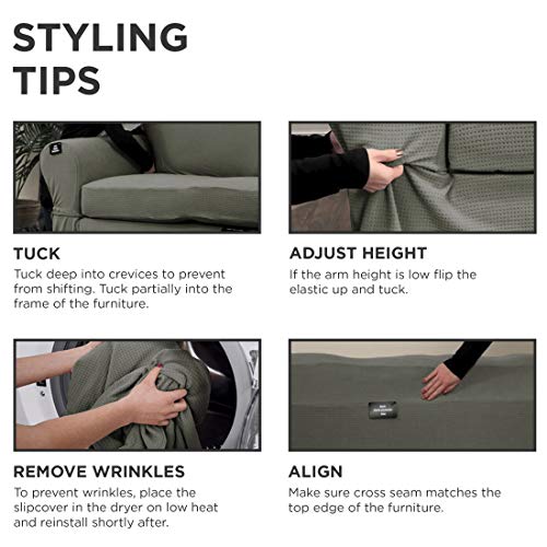 Maytex Pixel Ultra Soft Stretch Loveseat Couch Furniture Cover Slipcover, 2-Piece, Dusty Olive #TOP6