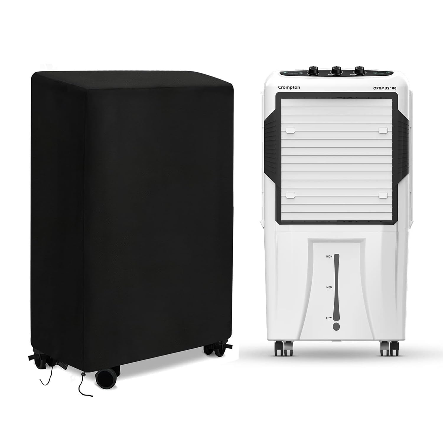 Encasify Air Cooler Cover | Crompton Optimus 100 Litre Desert Cooler Cover | Polyster | Black (100 ltr)