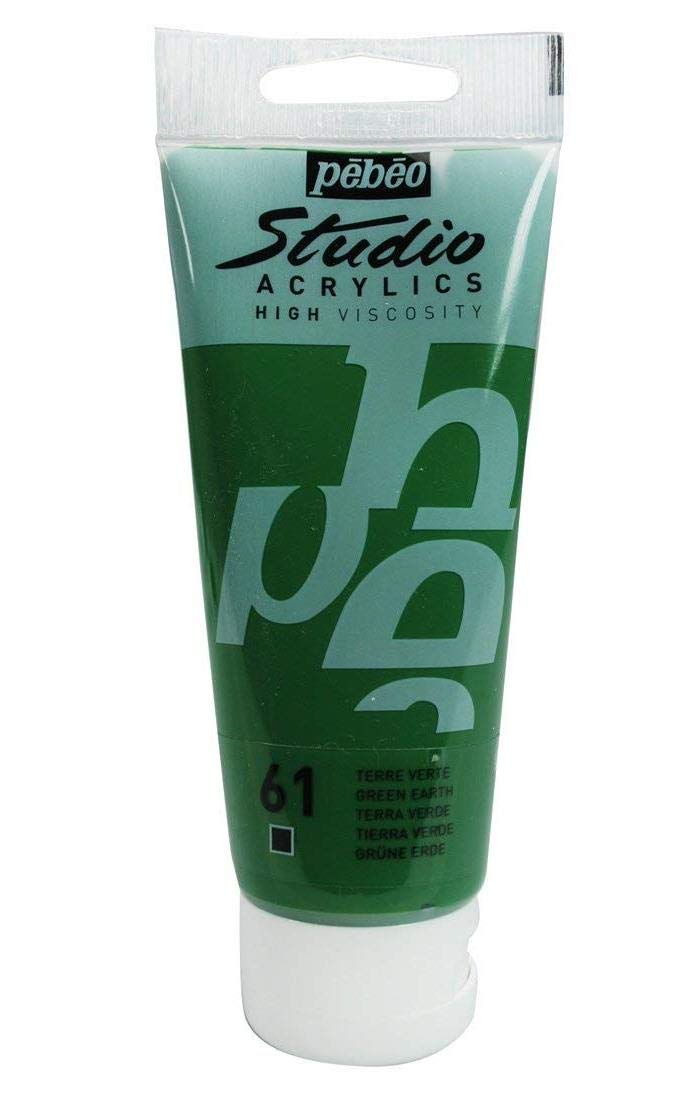 Pébéo – Juego de 12 pinturas Studio acrílico tubo tierra verde 100 ml