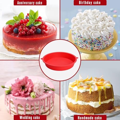 Wlmcdh Round Cake Pans 9 Inch 2Pcs,Nonstick Silicone Cake Mold,Reusable Baking Tins,Cake Pan Set For Brownies thumb #5