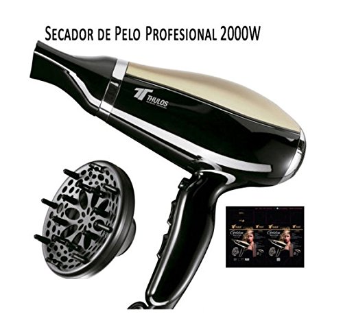 Secador de pelo 2000W profesional Aliespain 2 Velocidades 3 Niveles de temperatura. Calor frio. Anilla para colgar