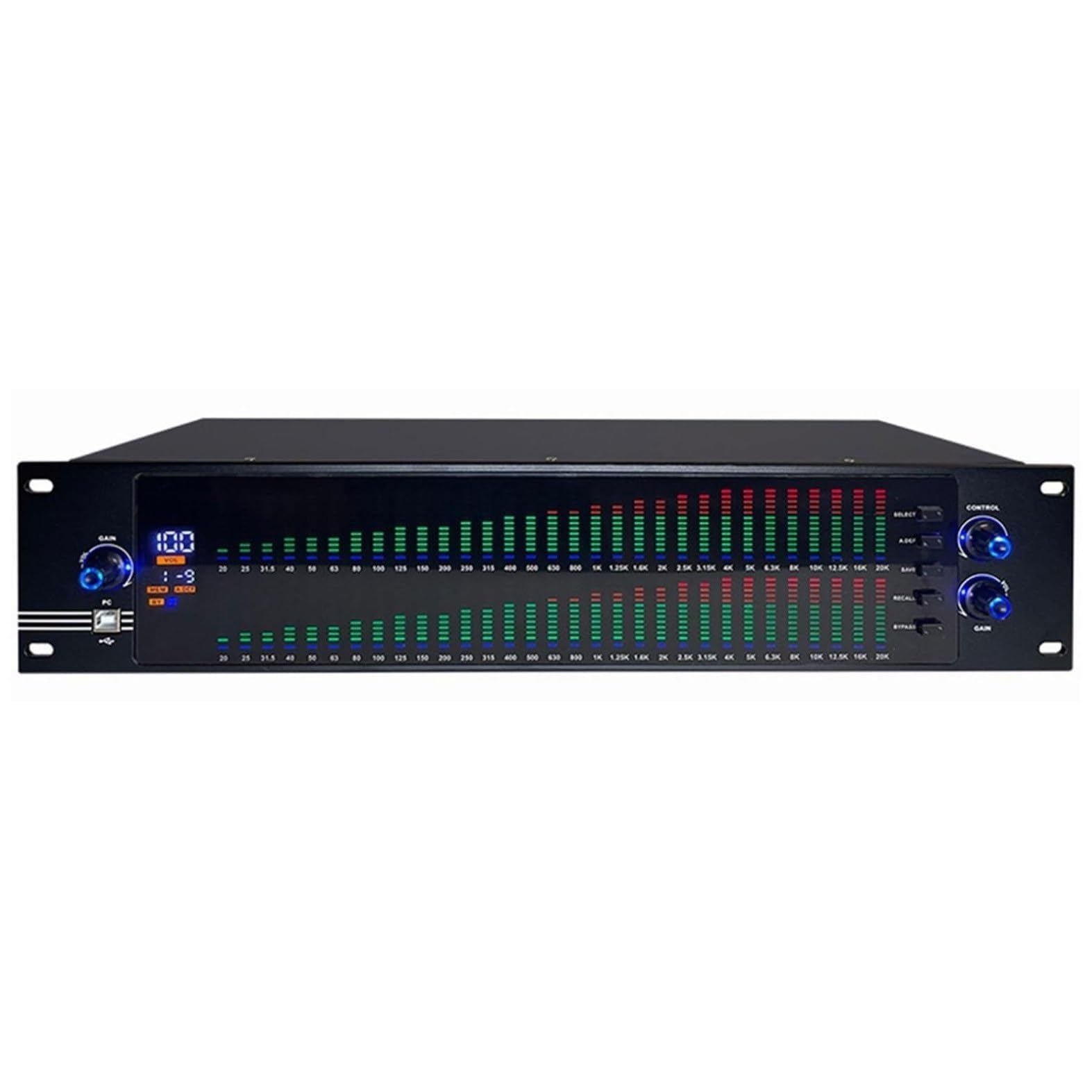 Ecualizador gráfico de 31 bandas con pantalla de espectro LED, ecualizador de audio digital con 10 efectos preestablecidos, reducción automática de ruido y chip DSP para estudio de grabación (2