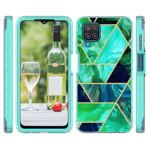 Jeylly Samsung A12 Case, Samsung Galaxy A12 Case With Screen Protector And Camera Protector, Ultra Thin Stylish Marble Heavy Duty Hybrid Hard Pc Soft Tpu Defender Bumper Rugged Phone Case, Jade Green #TOP1