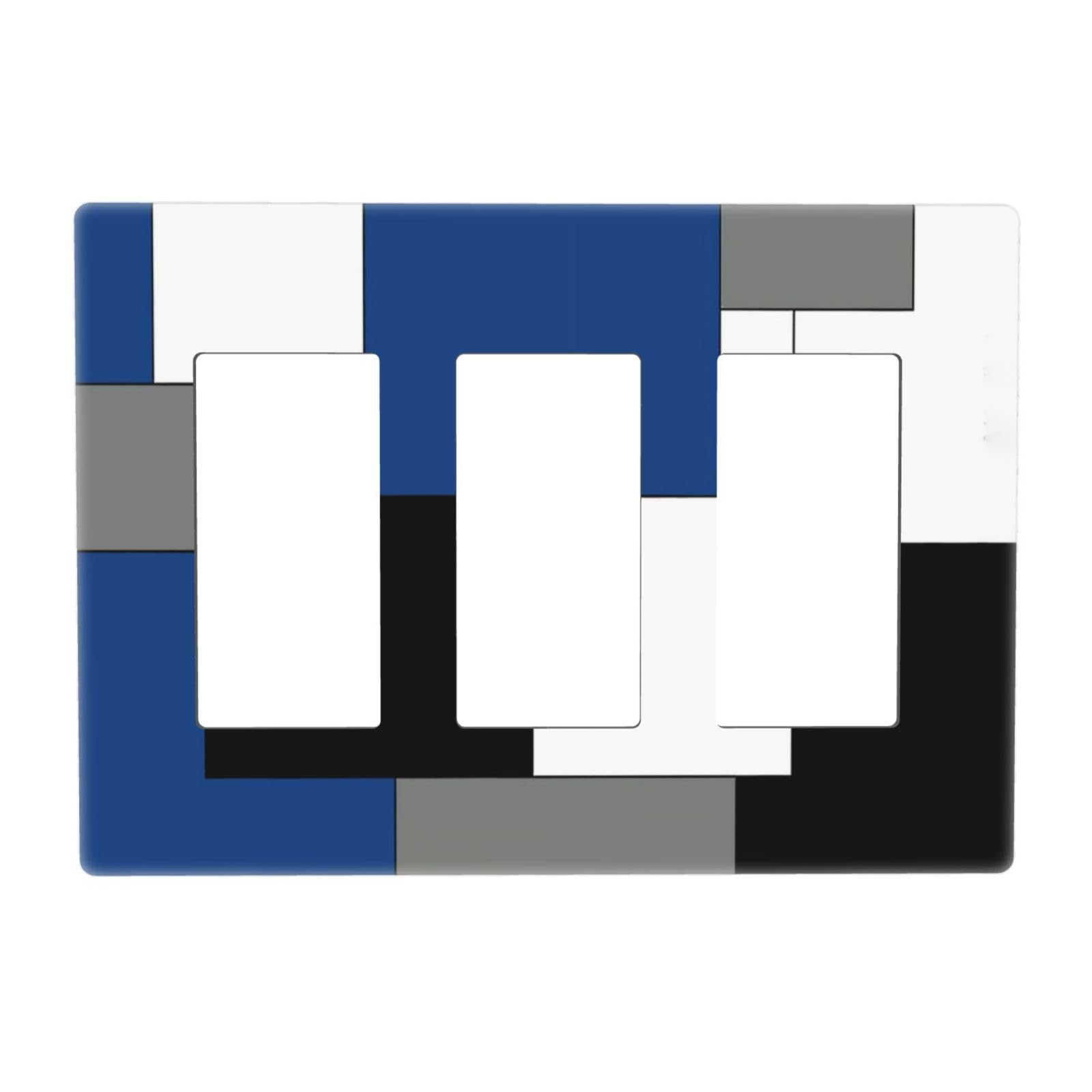 Modern Navy Blue Abstract Geometric 3 Gang Triple Rocker/decorator Light Switch Wall Plate Cover Decorative GFCI Decorator Electrical Faceplate