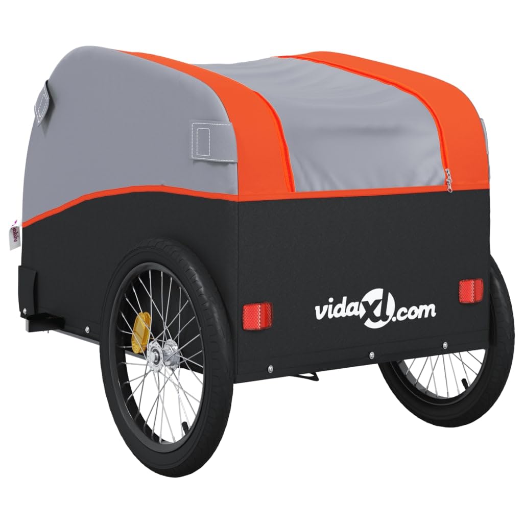 Remorque de Vélo vidaXL Chariot de Transport avec Barre d'Attelage 45 kg Noir et Orange