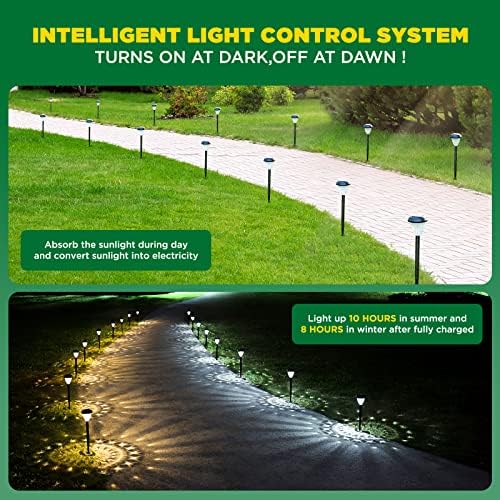 URAGO Super Bright Solar Lights Outdoor Waterproof-10 Pack, Dusk to Dawn Up to 12 Hrs Solar Powered Outdoor Pathway Garden Lights Auto On/Off, LED Landscape Lighting Decorative for Walkway Patio Yard - 3