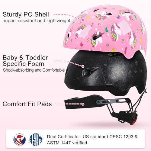 Image of Toddler Helmet, Baby Infant Kids Bike Helmet for Kids Age 1-3 /2-4 /3-5 /5-8 Adjustable Toddler Bike Helmets for Boys Girls for Scooter Skateboard Cycling