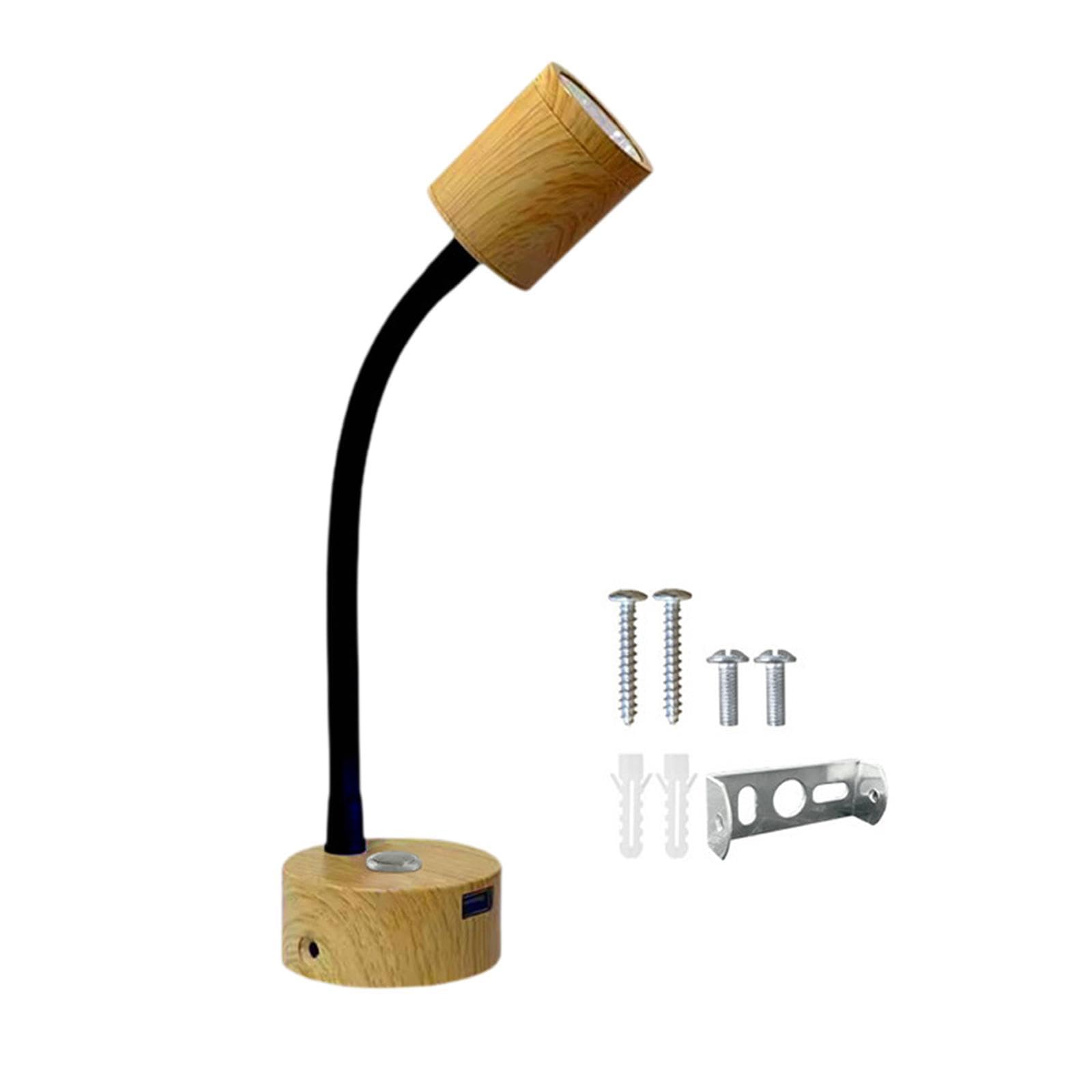 Lámpara de Lectura LED Flexible de Aluminio para Interiores, con Brazo Giratorio, Puerto USB Y Control Táctil Regulable, Largo Negro