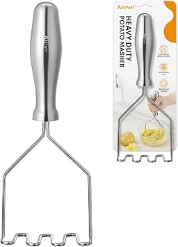 Aieve Heavy Duty Stainless Steel Potato Masher with Ergonomic Handle