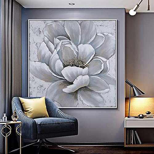 Tableau abstrait floral nordique 50x50cm idéal pour sublimer la décoration de votre salon