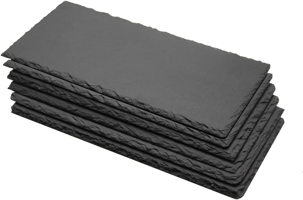 6 Pack 12 x 5.5 Inch Slate Cheese Board Slate Charcuterie Boards Slate Board, Individual Stone Plates for Cheese Meat Appetizers, Set of 6
