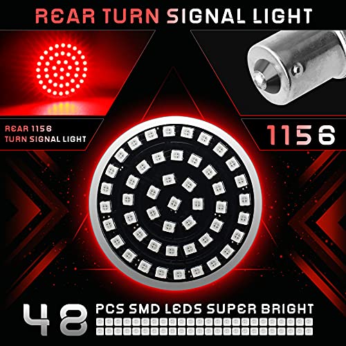 Quasco Led Turn Signal Lights 1157 Front + 1156 Rear Blinkers With Smoked Lens For 2 Inch Bullet Housing Compatible With Harley Dyna Sportster Softail Road Street Glide Road King Cruiser Turing #TOP2