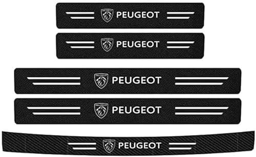 MINGCHUO 5 pezzi protezione porta auto Peugeot 206 207 301 307 308 408 508 2008 3008 4008 5008 fibra di carbonio adesivo protezione porta auto decorazione con logo veranda, graffi porta