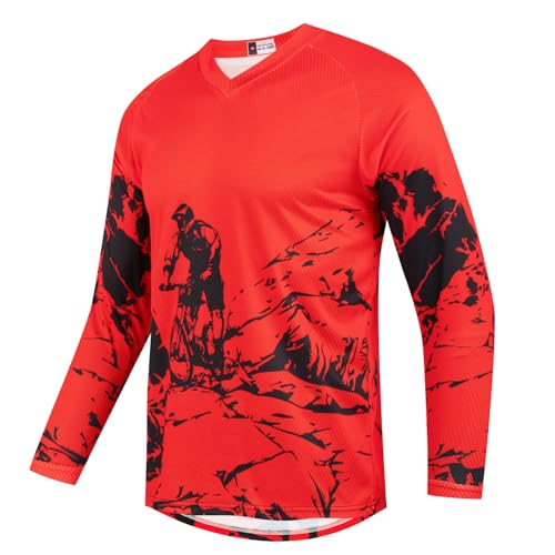 PSPORT Camiseta de motocross de manga larga para niños, para motocross, camiseta de ciclismo de montaña para niños, 22cu9044-r, 14 años