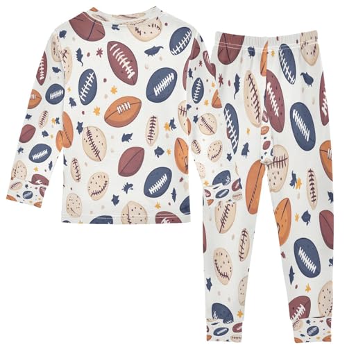 Pajama Sets Long Sleeve American Football Basketball Soft Comfy Sleepwear 2 Piece PJS 3-8T3