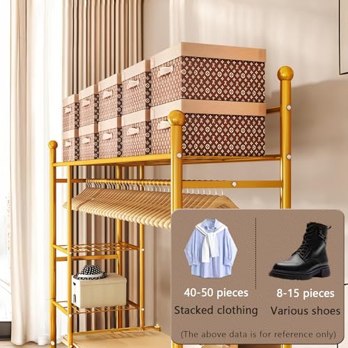 Tringle à vêtements robuste avec 3 étagères et roulettes pour rangement modulable - 4