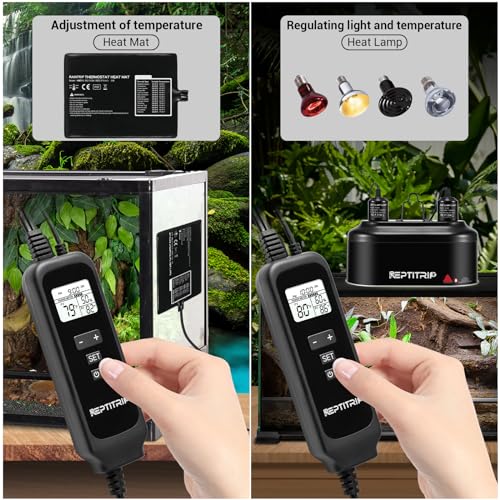 Reptitrip PT02 Reptile Dimming Thermostat With Temperature Probe, Thermostat For Reptile Heat Lamp Heat Pad thumb #1