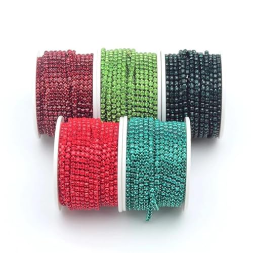 Frange en Perles de Cristal Vert Émeraude Ruban Strass à Coudre