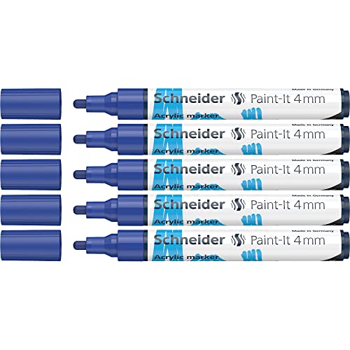 Peintures acryliques haute couverture Schneider 120203 bleu à pointe ogive 4 mm