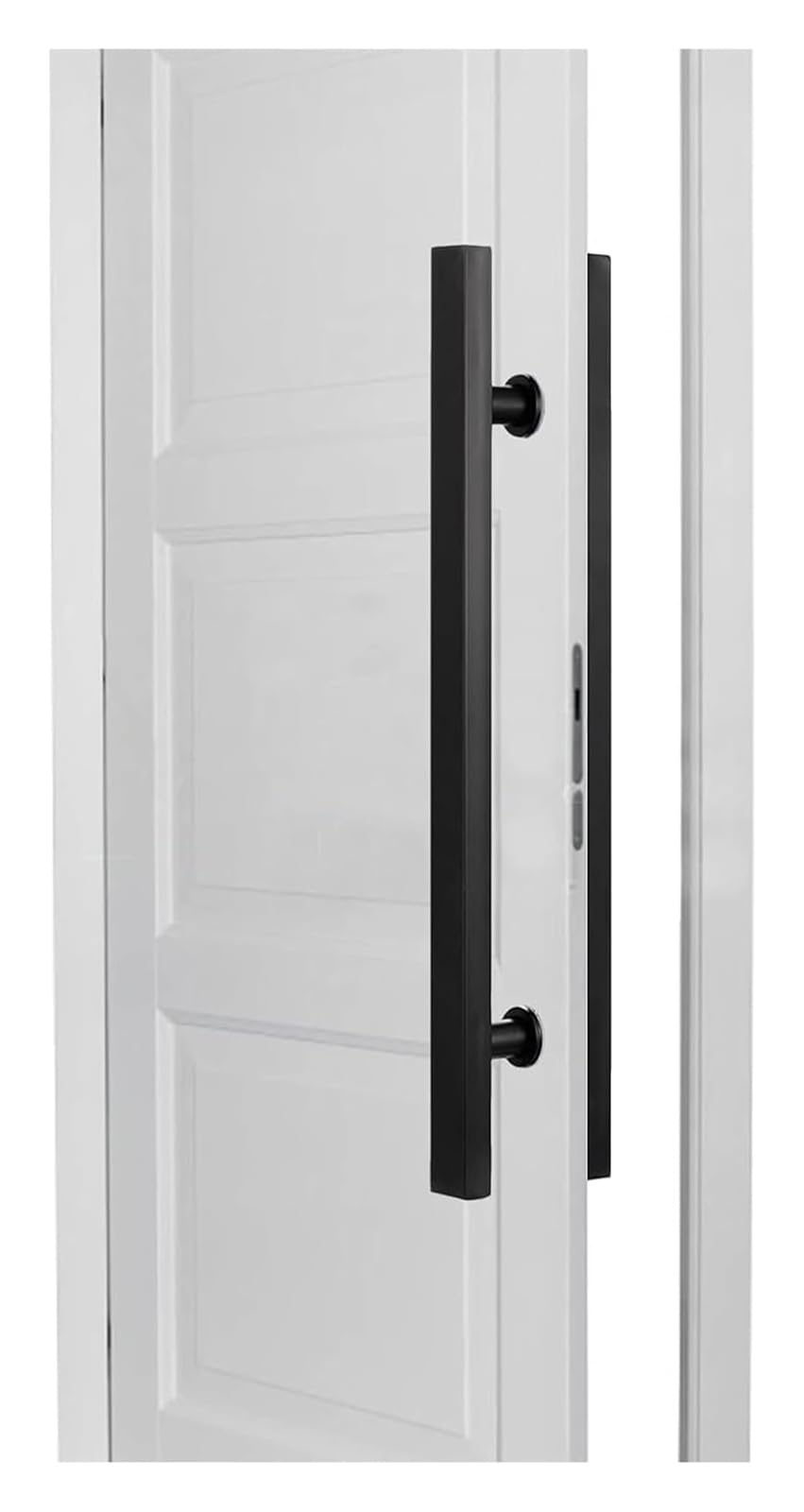 CWCQGH Push Pull Door Handle, Sliding Barn Door Handles, Modern Black Sliding Glass Door Push Pull Bar/Grab, Safety Matte Square Hardware,Length 150cm(59inch)