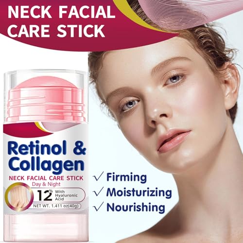 Krmspe Retinol Face Stick, Retinol & Collagen Firming Serum Stick with Hyaluronic Acid Neck Facial Care Day & Night Lifting & Firming Anti Wrinkle Moisturizer Balm Cream for All Skin Types 1.41OZ