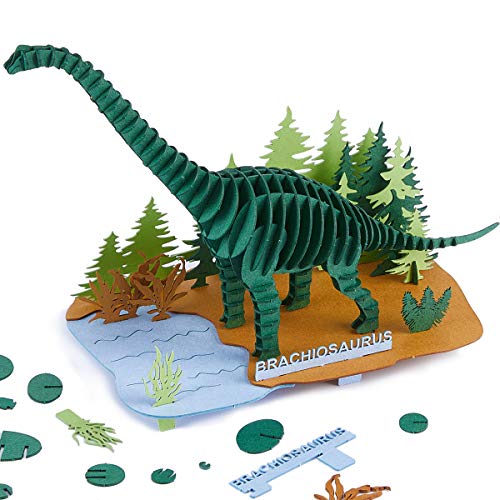 Cupuz 3D Paper Puzzle, 3 Assorted Dinosaurs, Premium Cardboard Models, Diy Kit For Child, Educational Craft -Rex, Stegosaurus, Brachiosaurus Puzzles #TOP3