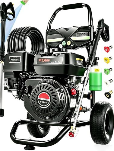 Gas Powered Pressure Washer 4200 PSI Gas Power Washer 4.0 GPM 212CC Commercial High Pressure Washer Cleaner with 25ft Hose, Spray Gun and Extension Wand, 5 Quick Connect Nozzles,Copper Pump