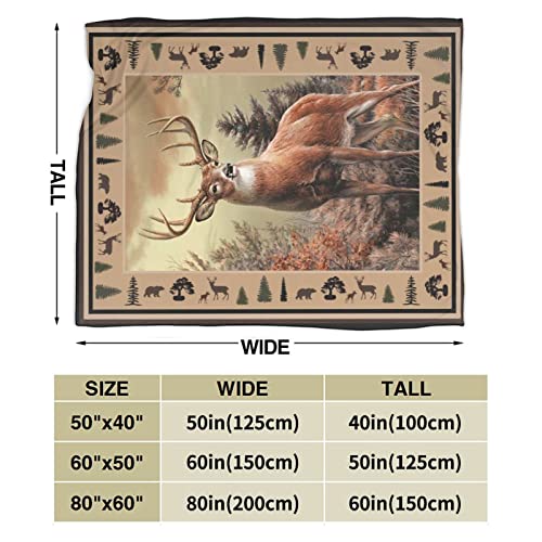 Deer Blanket Cozy Fluffy Deer Fleece Throw Blanket Plush Soft Warm Fuzzy Deer Lightweight Flannel Gifts Blanket Adult Kids 50"X40" #TOP3