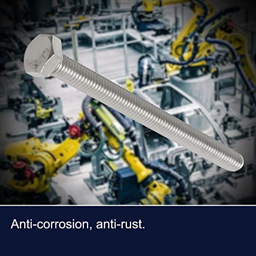 Image of M6 x 80mm Hex Head Bolts Screws Grade 5.8 Stainless Steel, Fasteners Fully Machine Threaded SUS304 10 Pcs