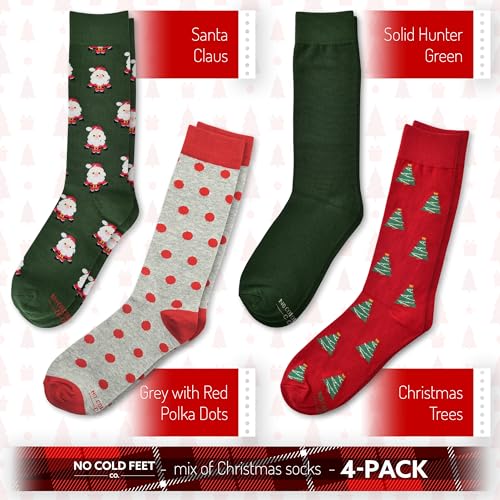 Fun Cute Christmas Novelty Dress Socks for Men for Xmas and Holidays, Gift Box Set, 4-Pack2