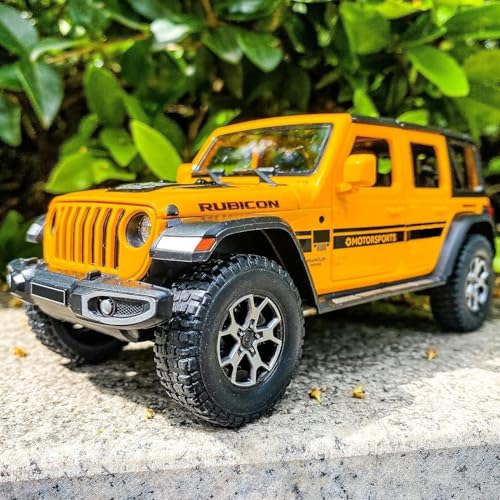 Image of 1:24 Scale Wrangler Rubicon Toy Car for Kids Collection Diecast Metal Model Car with Light Sound Pull Back Openable Door