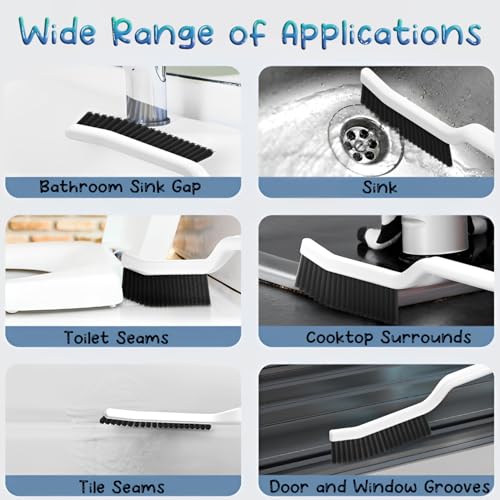 Image of Crevice Brush - Ergonomic Plastic Handle, Hard Bristles, Multifunctional Cleaning Tool for Bathroom, Kitchen, Windows, and Gaps