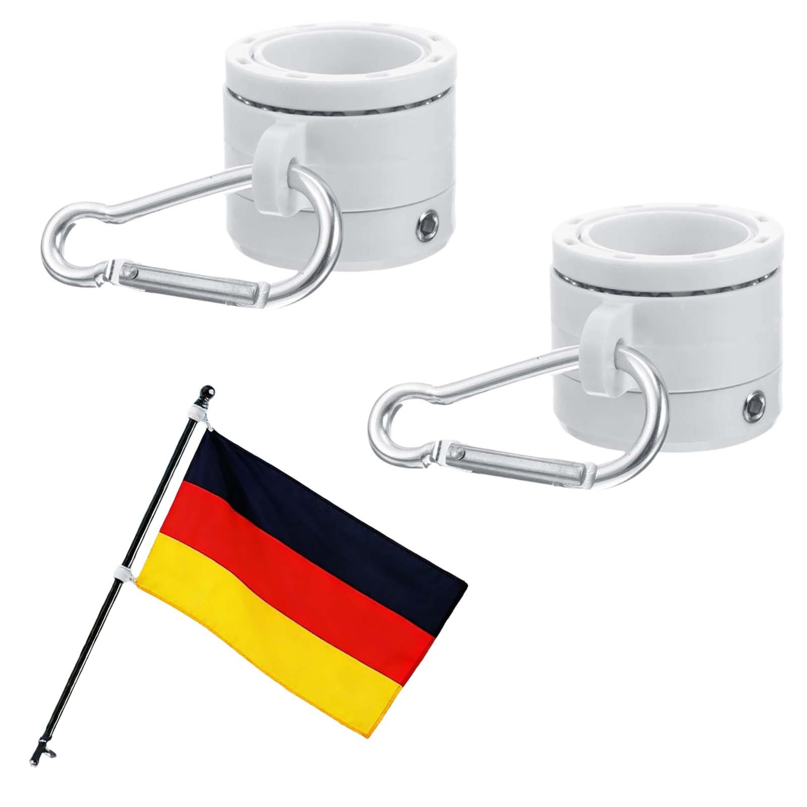 Juego 2 Anillos Giratorios Para Mástil De Bandera – Plástico Resistente, Con Mosquetones, Ajustables Para Diámetro De 2.5 Cm